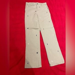 Janie And Jack Boys Size 12 Nautical Embroidered Khaki Pants